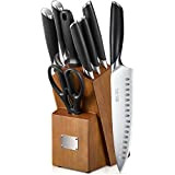 N / B Couteaux Cuisine Professionnel, 8 Set Couteau Cuisine de Chef en Acier Inoxydable, Bloc de Couteaux avec Support ...