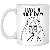 NA Drôle Capybara Have A Nice Day Middle Finger White Coffee Mug 11oz
