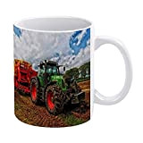 NA Tracteur-Grain-mélangeur-Rural-Danemark-Farm-Country Mug, Tasse à café nouveauté Blanche, Tasse drôle, Tasses pour Maman, Papa, Adolescentes, 11 oz