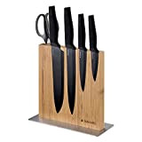 Navaris Bloc à Couteaux magnétique - Bloc aimanté Double Face en Bambou - Range Couteau de Cuisine Vide - Support ...