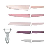 Navaris Couteaux de Cuisine - Lot 5X Couteau avec Lame en INOX et 1x éplucheur avec Lame en céramique - ...