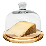 Nerthus FIH 548 Plat à fromage avec couvercle en verre et base en bois Transparent