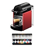 Nespresso De'Longhi Pixie EN124 - Cafetière à dosettes, 19 bars, réservoir à eau de 0,7 L, arrêt automatique rouge