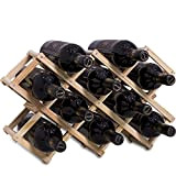 Newaner Casier à vin empilable en Bois contenir 10 Bouteilles 45X12.5X31CM, Etagere rhombe Log, Porte Bouteille Artisanale à 3 Niveaux, ...