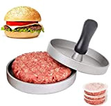 Nifogo Presse à Burger Steak Haché 12 CM,Moule Steak Haché,Pain Hamburger Antiadhésif en Aluminium+50 papiers antiadhésifs（15cm de Diamètre） (Gris Argent)