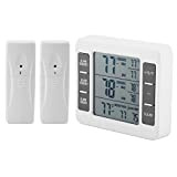 Niunion Theromètre, thermomètre de réfrigérateur d'alarme Audible numérique sans Fil avec Affichage Min/Max du capteur 2PCS