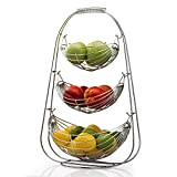 NONMON Corbeille à Fruits à 3 étages avec paniers Style hamacs Chromé, pour rangement de comptoir de cuisine moderne de ...