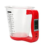 NOPNOG Verre doseur numérique multifonction - Verre mesureur de température - Balance de cuisine - Affichage LCD - Plastique (Rouge)
