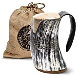 Norse Tradesman Tasse en corne à boire Viking authentique – 500 ml Chope à bière Viking de qualité supérieure avec ...