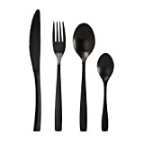 NOVASTYL - Ménagère de 24 pièces en acier inoxydable noir - 4725277-6 couteaux, 6 fourchettes, 6 cuillères de table, et ...