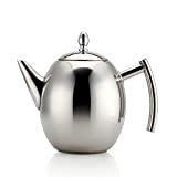 Onepine 1500ml/51oz Théière Bouilloire en, Acier Inoxydable Tea Pot Cafetière Filtre (Argent)