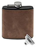 Outdoor Saxx® - Flasque en acier inoxydable - Design en cuir sauvage - Poche de poitrine - Flasque de poche ...