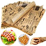 Papier D'emballage Alimentaire Reutilisable Ciré Anti Graisse Étanche Papier D'Emballage de Cuisson Sandwich Wrap Papier pour Gâteau/Cadeau/Fromage Burger 50PCS