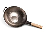 pasoli Wok | Fond plat | Pour cuisinière (y compris induction) | 30 cm de diamètre | Wok traditionnel en ...