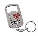 Petit décapsuleur en acier inoxydable avec porte-clés « I Love Aikido »