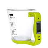 Pichet à mesurer, balance électronique, balance numérique, appareil de pesée, thermomètre avec écran LCD, accessoire de cuisine – Vert