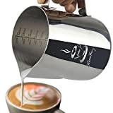 Pichet d'aspirateur en acier inoxydable - (600ML) Couteau à lave au lait Coupe deux côtés Échelles de mesure pour Cappuccino ...