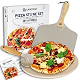 Pierre à pizza ronde XXL pour four - Kit complet de haute qualité : pierre de cuisson, pelle, roulette, livre ...