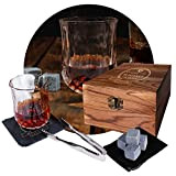 Pierre Whisky & Verres à Whisky Coffret Cadeau, 1 Verre Whisky à 4 Granit Pierres dans Coffret Homme Cadeau - ...