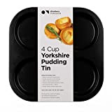 Plateau à pudding géant Yorkshire - 4 tasses de 10 cm chacune - Grande boîte à pudding Yorkshire - Antiadhésive ...