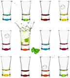 PLATINUX Lot de 12 verres à shot multicolores 2,5 cl