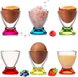 PLATINUX Lot de 6 coquetiers colorés en verre (6 pièces) - Porte-œufs pour petit-déjeuner - Porte-œufs - Brunch
