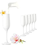 Platinux - Lot de 6 flûtes à champagne - Blanches - 200 ml - En verre - Verre prosecco
