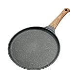 Poêle à crêpe 20cm, Crêpière en aluminium, poele a pancak esantiadhésive avec manche en bois anti-brûlure, Pour induction et autres ...