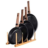 Poêle LÉGENDE par DURANDAL lot de 4 + organisateur de casseroles en bambou - 20, 24, 28, 32 cm - ...