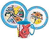 Pokemon Ensemble de vaisselle pour enfant avec assiette, bol à céréales et tasse (réutilisable)