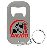 Porte-clés décapsuleur en métal Aikido Kanji pour arts martiaux