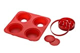 Premier Housewares-Machine à Tarte en Silicone 4 Moules/Emporte-pièces/Rouge