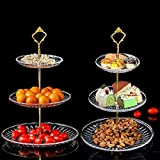 Présentoir à Gâteaux Lot de 2, plateau de fruits avec tige en métal, support à gâteau et support à dessert, ...