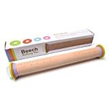 Professional Kitchen Baking Utensil Adjustable Dough Roller Solid Beechwood Rolling Pin with Removable Thickness Rings