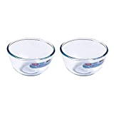 Pyrex Lot de 2 bols classiques en verre rond Passe au four et au micro-ondes Transparent 0,5 l
