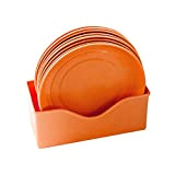QOTSTEOS Lot de 8 assiettes plates en polypropylène avec plateau de rangement, durables et légères, passent au micro-ondes (orange)