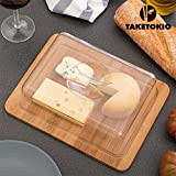 QTIMBER Cloche à Fromage en Bambou TakeTokio 7 x 20 x 26 cm vassoio per formaggio, tagliere per formaggio
