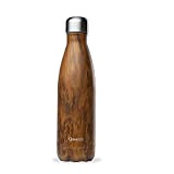 Qwetch - Bouteille Isotherme Wood 500ml - Gourde Nomade Inox - 24h Froid et 12h Chaud - Etanche, Sans BPA ...