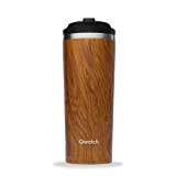 Qwetch - Travel Mug Isotherme - Wood 470ml - Mug Café & Thé Nomade en Inox - 6h Chaud et ...