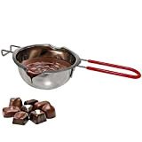 Récipient pour fondre du chocolat en acier inoxydable 18/8 avec double bec-verseur, poignée résistante à la chaleur, fond plat, idéal ...