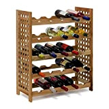 Relaxdays 10019278 Étagère à vin casier à vin Rangement range-bouteilles horizontal pour 25 bouteilles 5 par étage en bois de ...