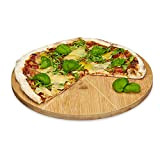 Relaxdays Assiette à pizza bambou assiette présentation plat bois -diamètre 6 délimitations pour les parts, nature - 33 cm