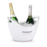 Relaxdays Seau à glaçon, champagne premium, volume 6 litres, rafraîchir des boissons, HLP 25,5 x 34,5 x 26 cm, blanc