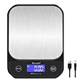 Rhorawill Balance de cuisine numérique USB 5 kg/0,1 g - Haute précision - Balance numérique - Avec surface de pesage ...