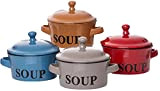 Ritzenhoff & Breker Regina Lot de 4 bols à soupe, avec couvercle et anse, 360 ml, couleurs assorties, gris, marron, bleu, et ...