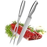 Robin Goods® Ensemble de découpe 2 pièces - Ustensiles de barbecue en acier inoxydable - Couteau à viande et fourchette ...