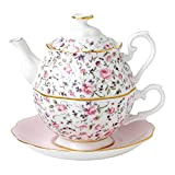 Royal Albert 0,49 L Porcelaine Tea Party Confetti Ros'Ensemble théière et Tasse Tea for One Set de 1–Rose