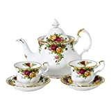 Royal Albert Old Country Roses 40034978 Service à thé pour deux personnes 5 pièces en porcelaine fine Blanc/multicolore 1,25 l