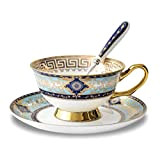 (Royal Patterns (Sky Blue)) - YBK Tech Euro Style Cup & Saucer Set Art Bone China Ceramic Tea Coffee Cup ...