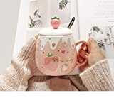 RQEVSNVK 420ml Tasse à café en céramique avec couvercle et cuillère - Pour femme - Version coréenne - Pour petit ...